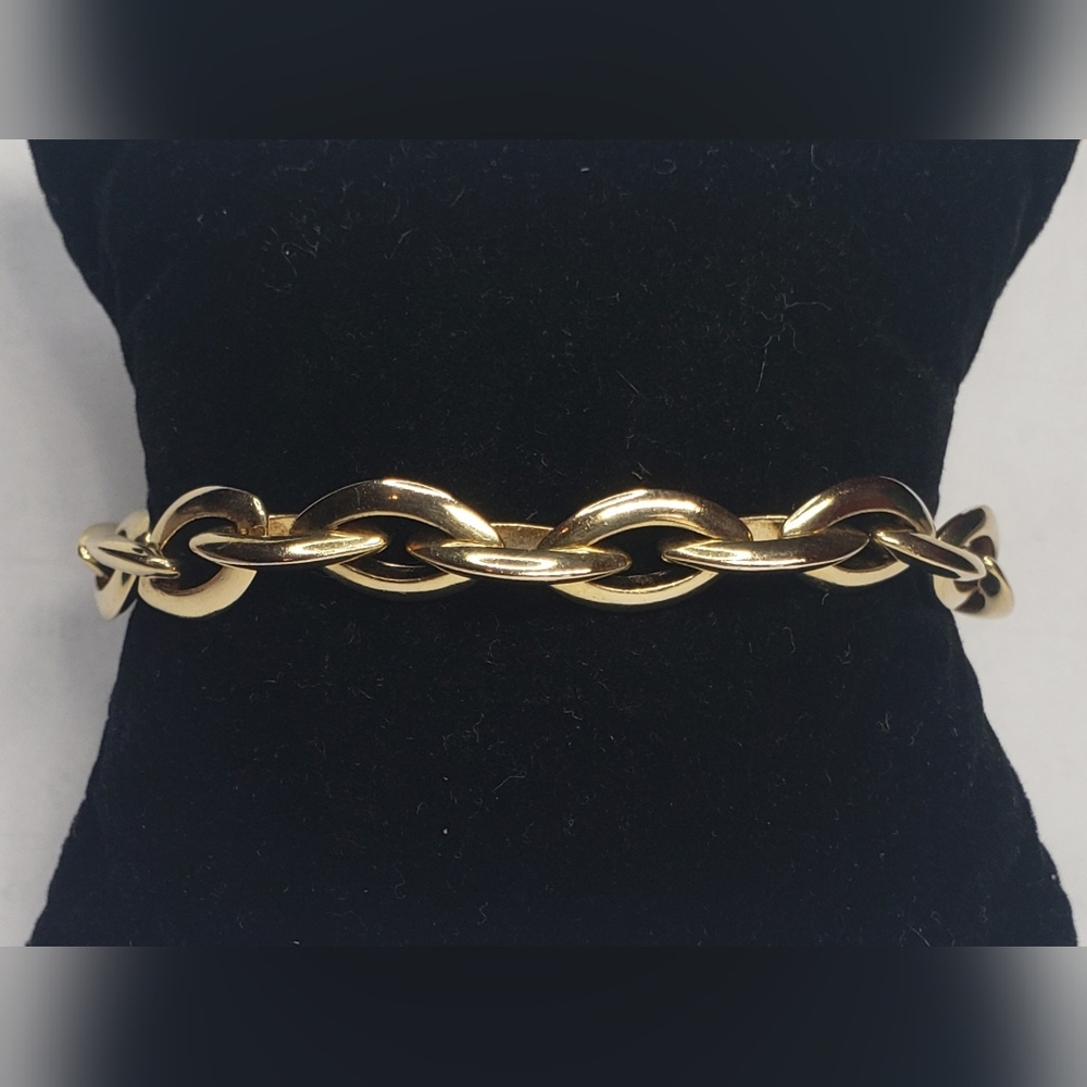 Gold Vermeil Over Sterling Silver Rolo Bracelet 7" Long